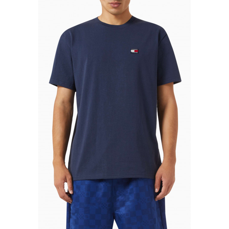 Tommy Jeans - Logo Badge T-shirt in Cotton Jersey Blue