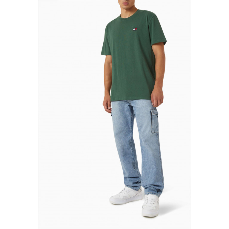 Tommy Jeans - Logo Badge T-shirt in Cotton Jersey Green