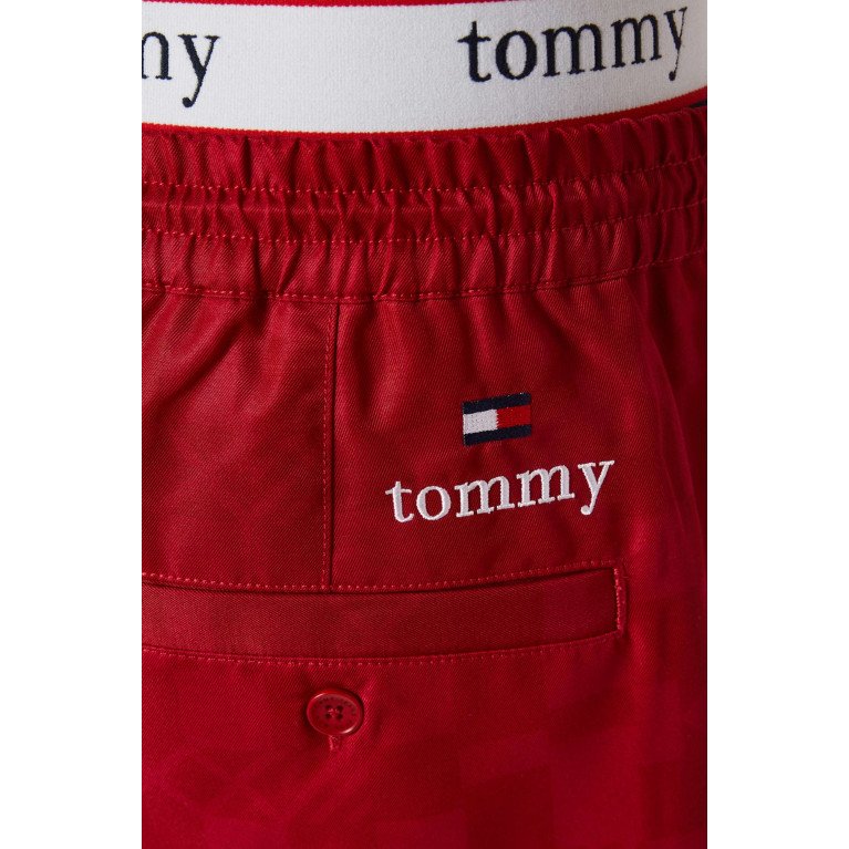 Tommy Jeans - Checkboard Logo Shorts in Recycled Nylon Twill Red