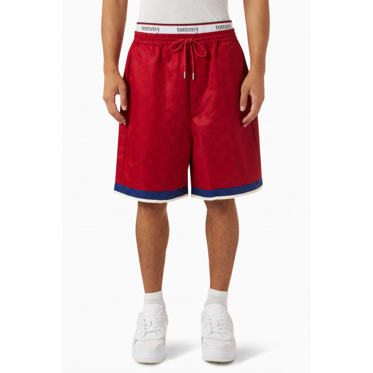 Tommy Jeans - Checkboard Logo Shorts in Recycled Nylon Twill Red