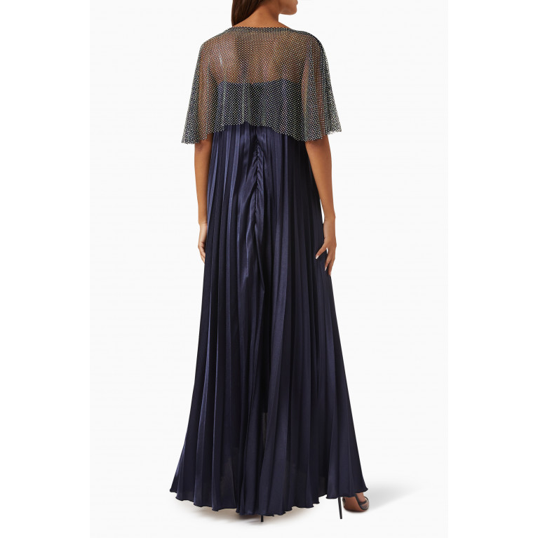 NASS - Crystal-mesh Maxi Dress in Pleated-crepe