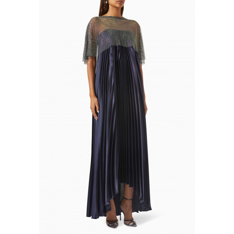 NASS - Crystal-mesh Maxi Dress in Pleated-crepe