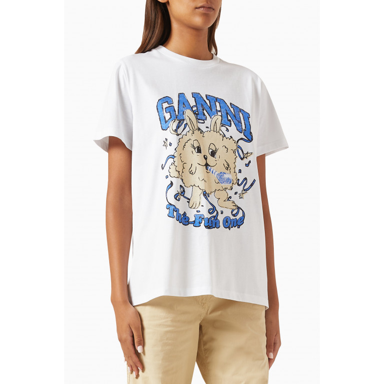 Ganni - Fun Bunny Relaxed T-shirt in Organic Cotton-jersey
