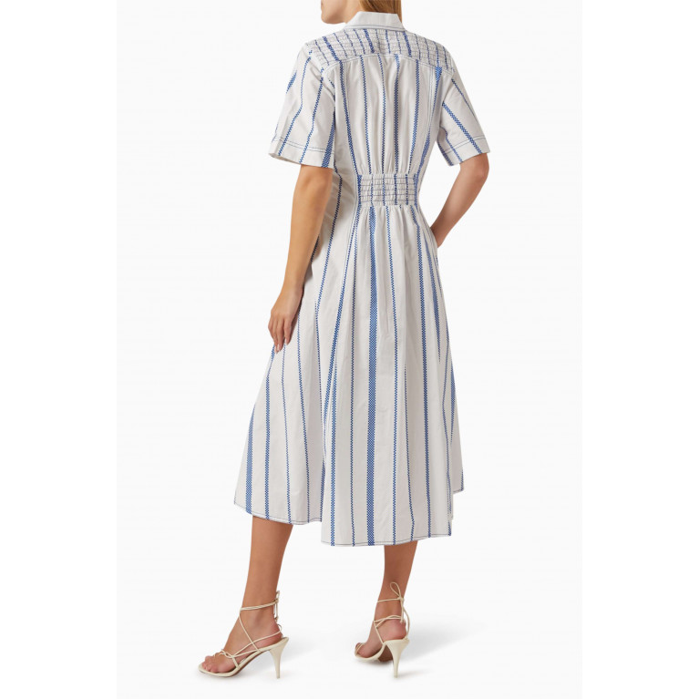 Lovebirds - Striped Midi Dress in Cotton-poplin