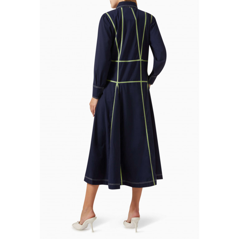 Lovebirds - Intersect Striped Midi Dress in Suiting