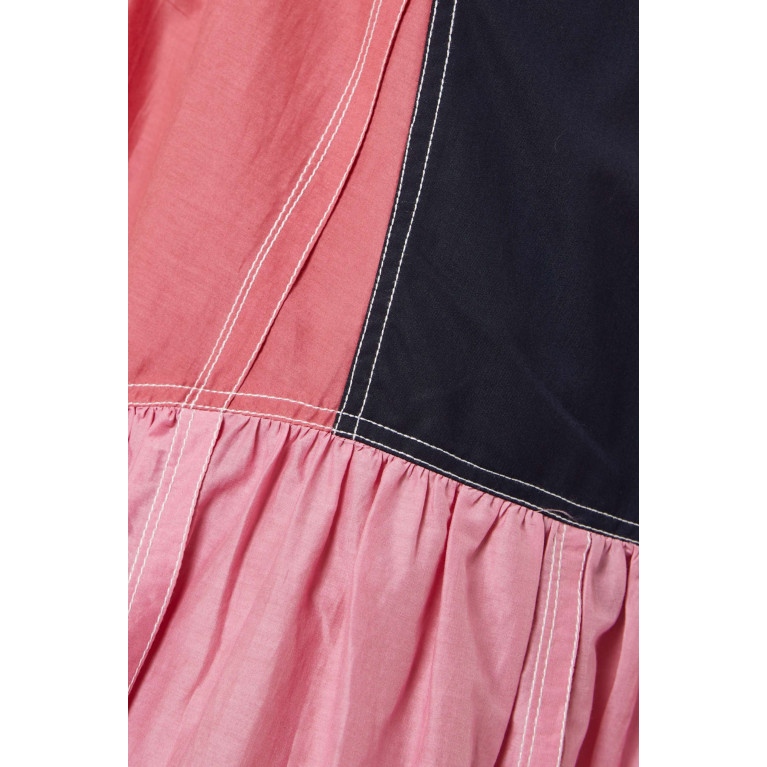 Lovebirds - Colour-block Midi Dress in Cotton-silk