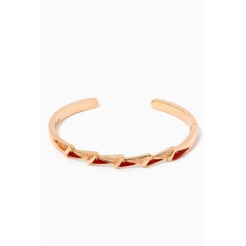 Charmaleena - Energy Diamond & Red Agate Cuff Bracelet in 18kt Gold