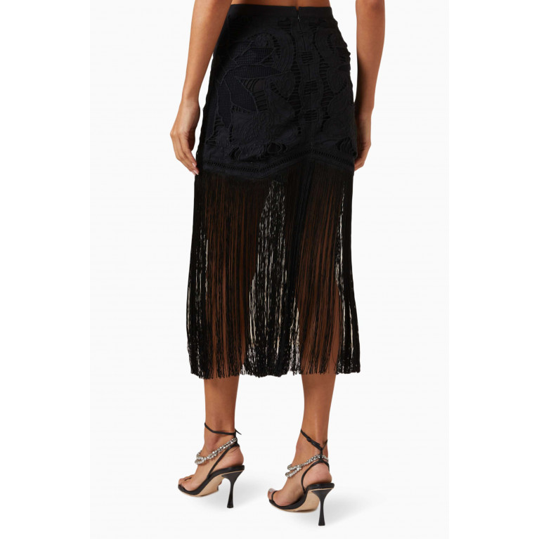 Sea New York - Liesel Fringed Midi Skirt in Cotton