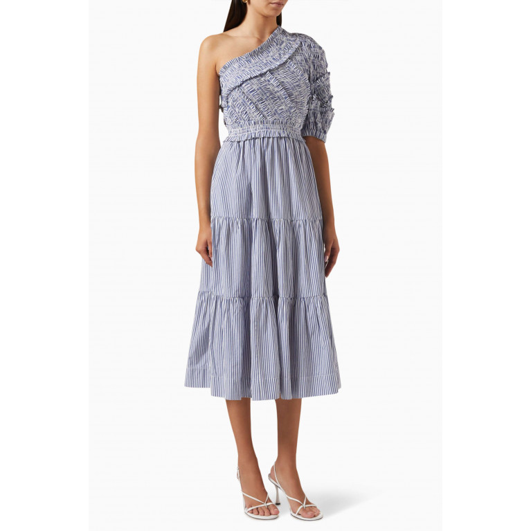 Sea New York - Axelle One-shoulder Midi Dress in Cotton