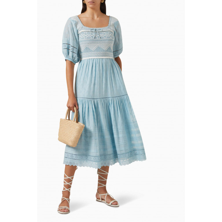 Sea New York - Olga Smocked Midi Dress in Cotton