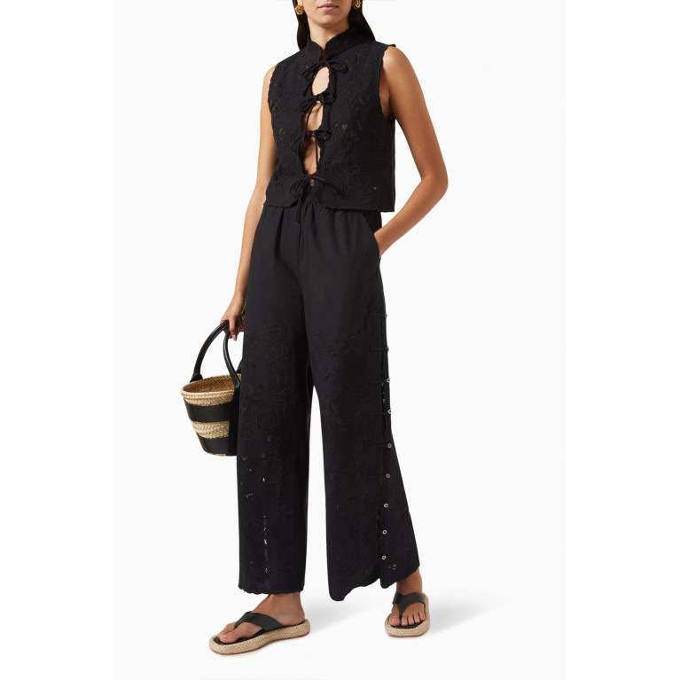 Sea New York - Baylin Lace Pants in Cotton-linen Black