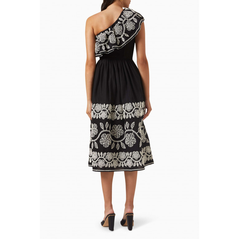 Sea New York - Beck One-shoulder Midi Dress in cotton & linen-blend