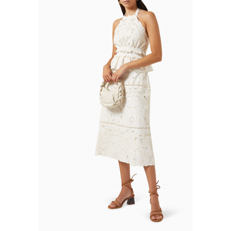 Sea New York - Blaire Broderie-anglaise Midi Skirt in Organic Cotton
