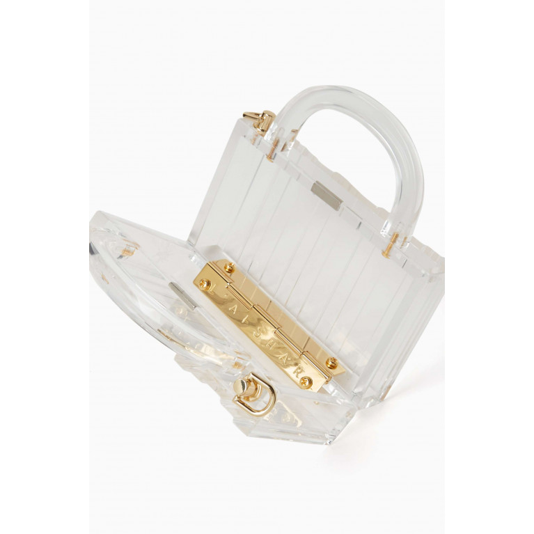 L'AFSHAR - Mini Lucite Pagoda Bag with Chain in Acrylic