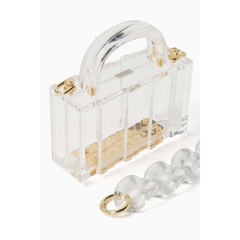 L'AFSHAR - Mini Lucite Pagoda Bag with Chain in Acrylic