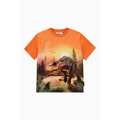 Molo - Riley T-rex Planet T-shirt in Cotton-jersey Orange