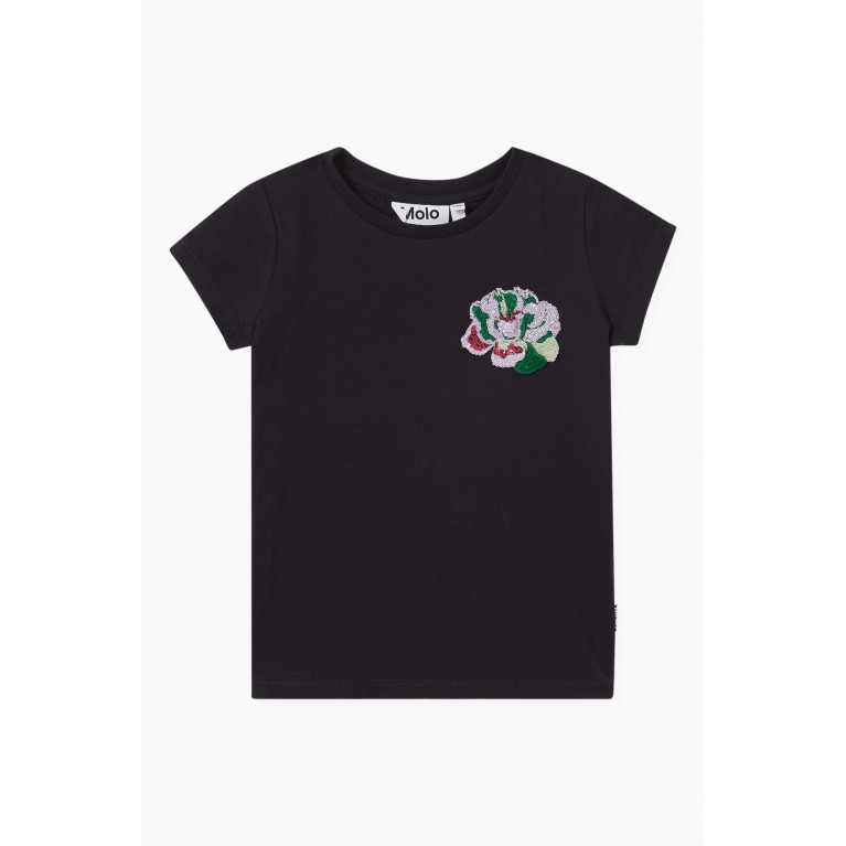 Molo - Ranva Rose T-Shirt in Organic Cotton Black