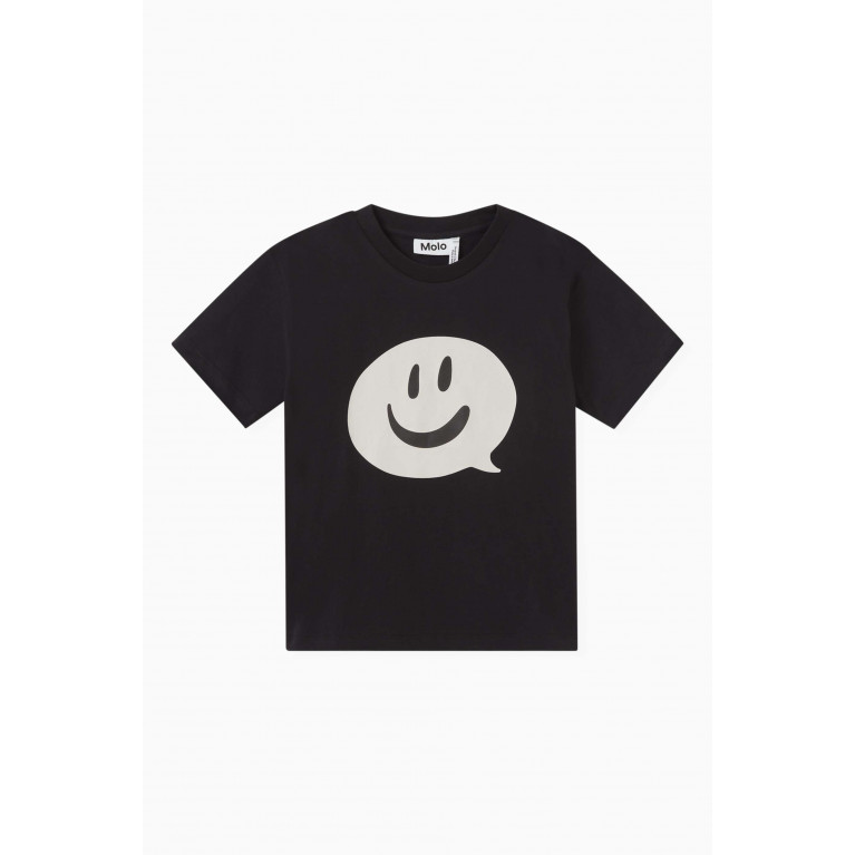 Molo - Riley Speech Smiley T-Shirt in Organic Cotton Black