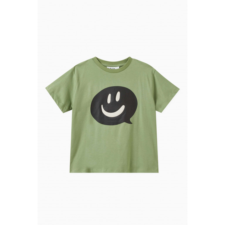 Molo - Riley Speech Smiley T-Shirt in Organic Cotton Green