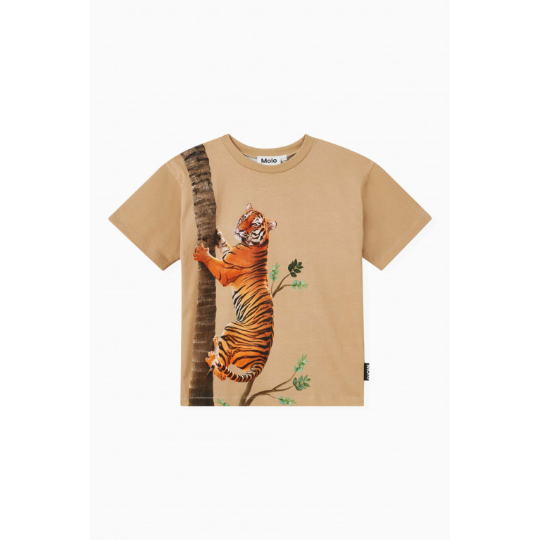 Molo - Rillo Climbing Tiger Print T-Shirt in Organic Cotton