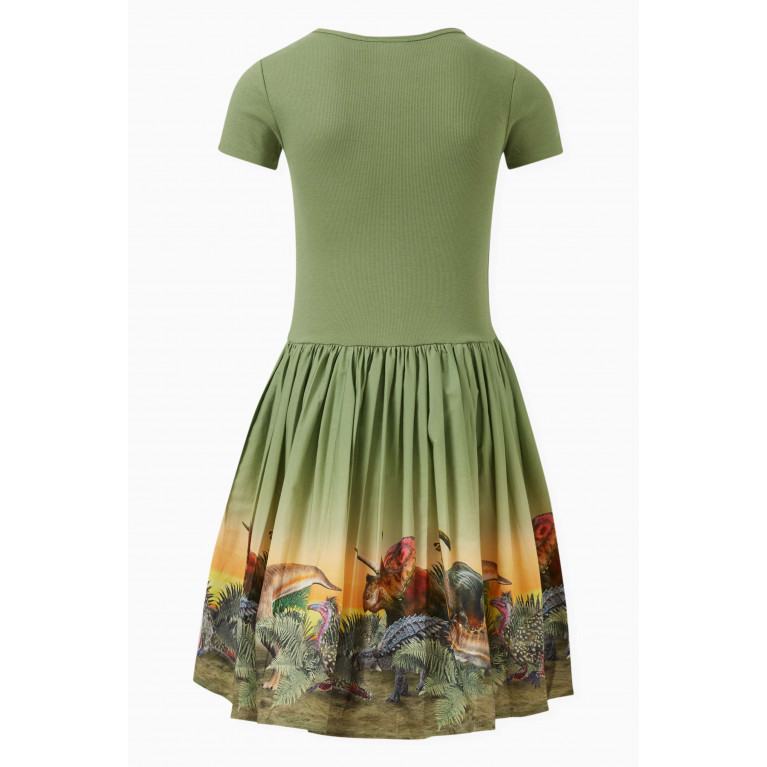 Molo - Cissa Printed Dress in Cotton Green