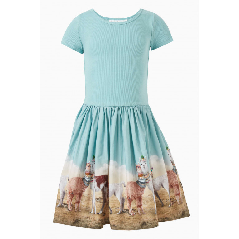 Molo - Cissa Printed Dress in Cotton Blue