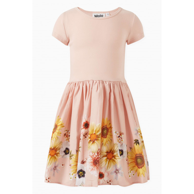 Molo - Cissa Floral Printed Dress in Cotton Pink