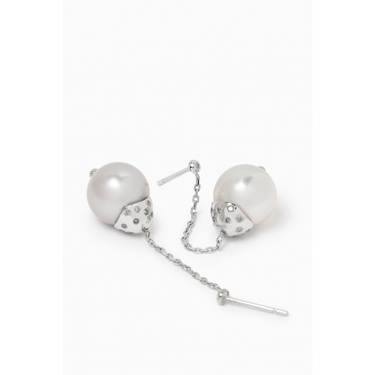 Robert Wan - Akila Diamond & Pearl Drop Earrings in 18kt White Gold