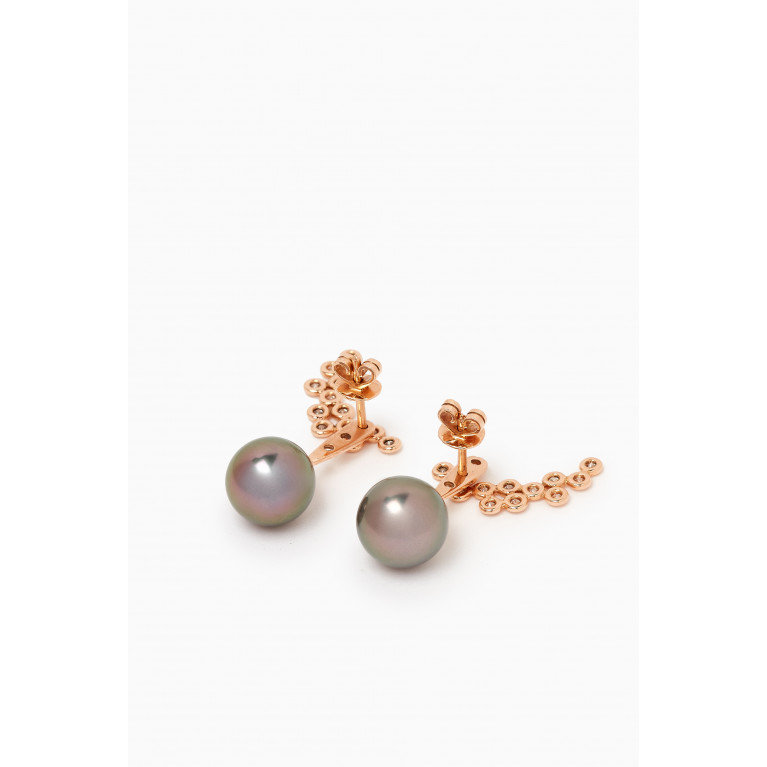 Robert Wan - Zoja Nuit Diamond & Pearl Earrings in 18kt Rose Gold