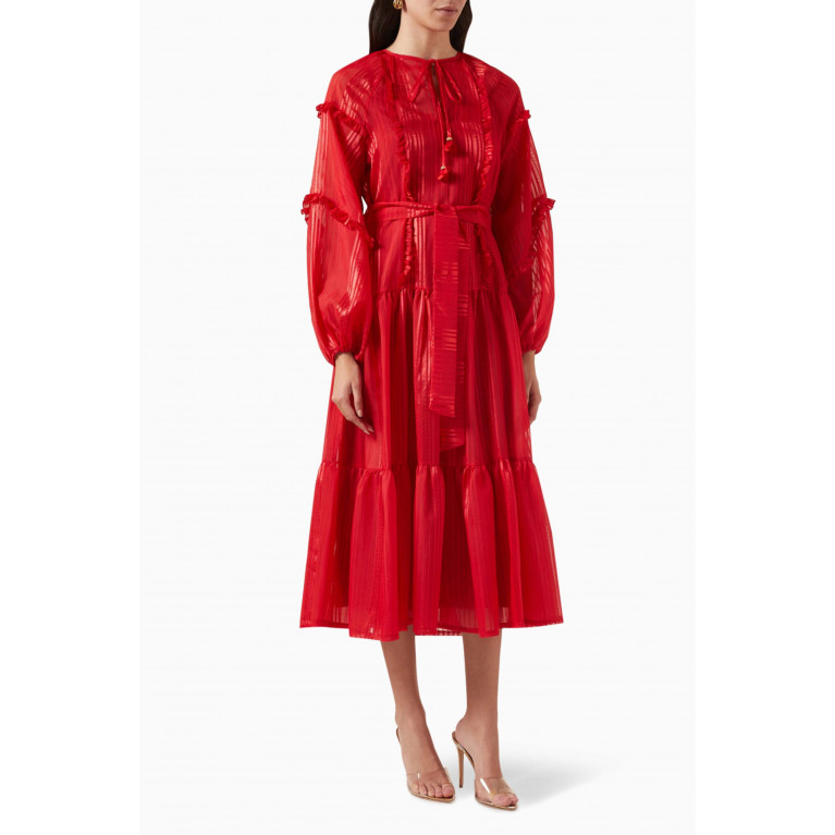 Serpil - Ruffle Midi Dress Red