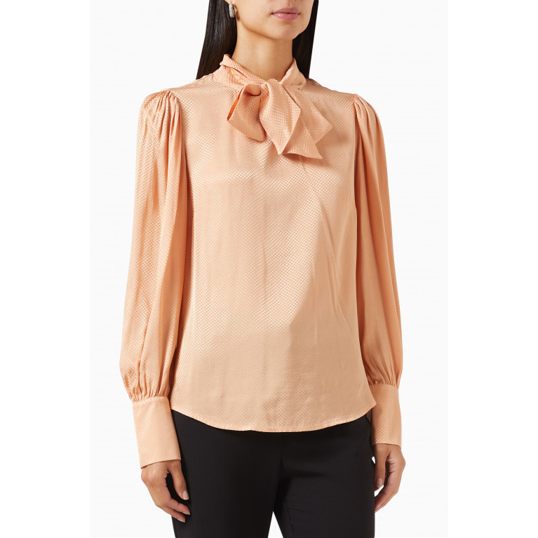 Setre - Textured Bow-tie Top in Cotton-blend