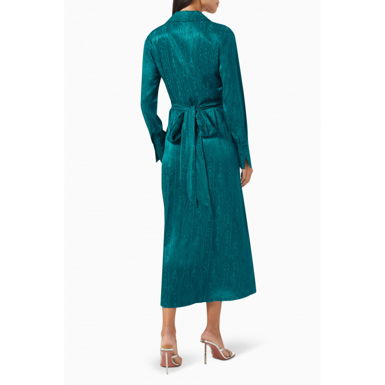 Setre - Wrap-front Jacquard Midi Dress in Viscose Blue