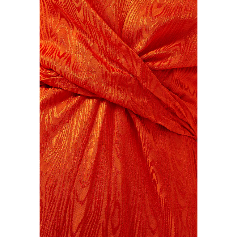 Setre - Wrap-front Jacquard Midi Dress in Viscose Orange