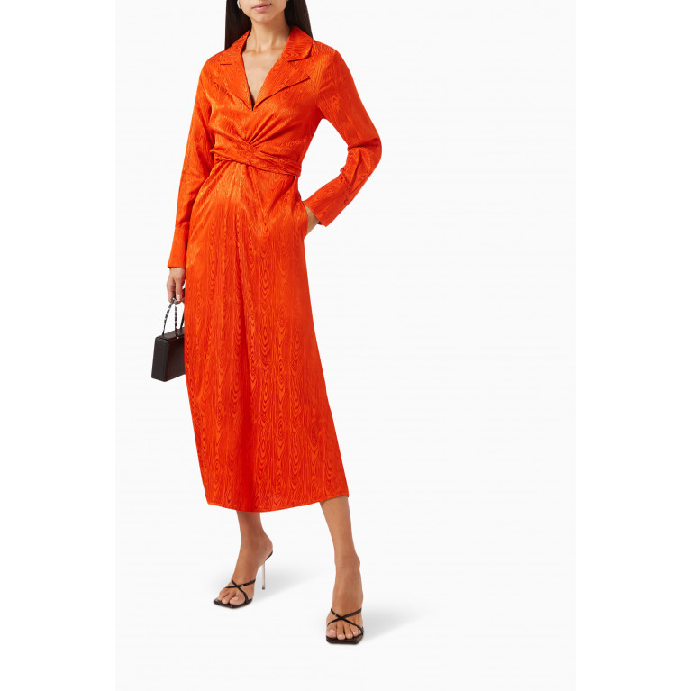 Setre - Wrap-front Jacquard Midi Dress in Viscose Orange
