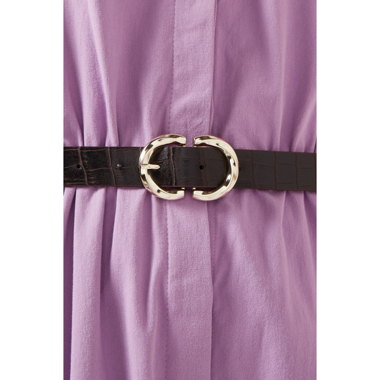 Setre - Belted Midi Dress in Stretch Cotton-poplin