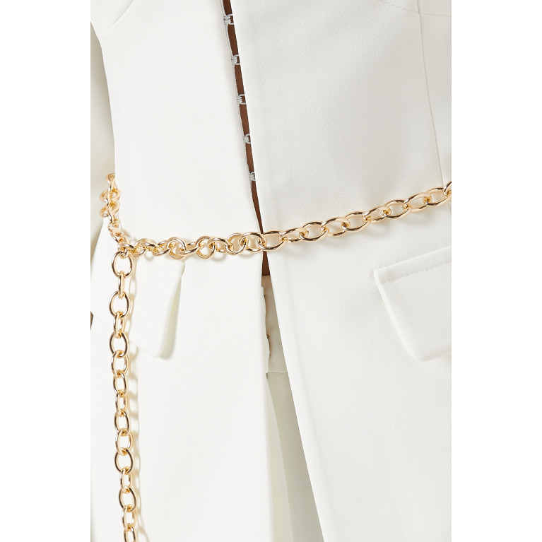 Setre - Belted Suit Set in Stretch-crepe White