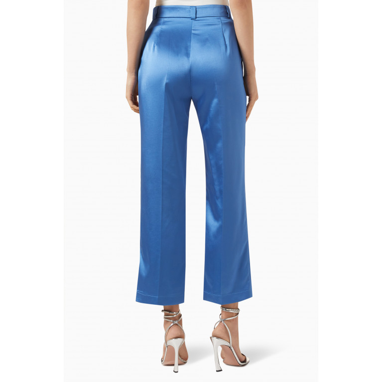 Setre - Cropped Straight-fit Pants in Satin Blue