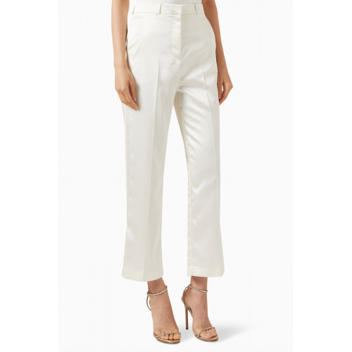 Setre - Cropped Straight-fit Pants in Satin White