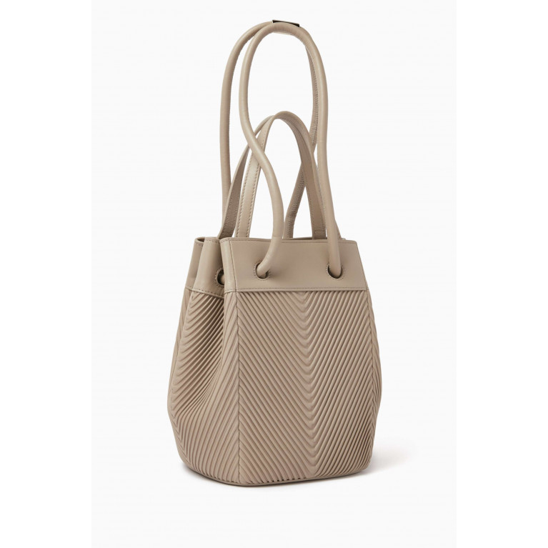 Giorgio Armani - Small Bucket Bag in Plissé Leather Neutral