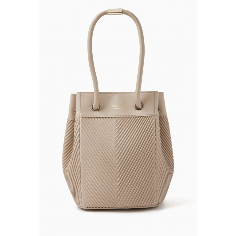 Giorgio Armani - Small Bucket Bag in Plissé Leather Neutral