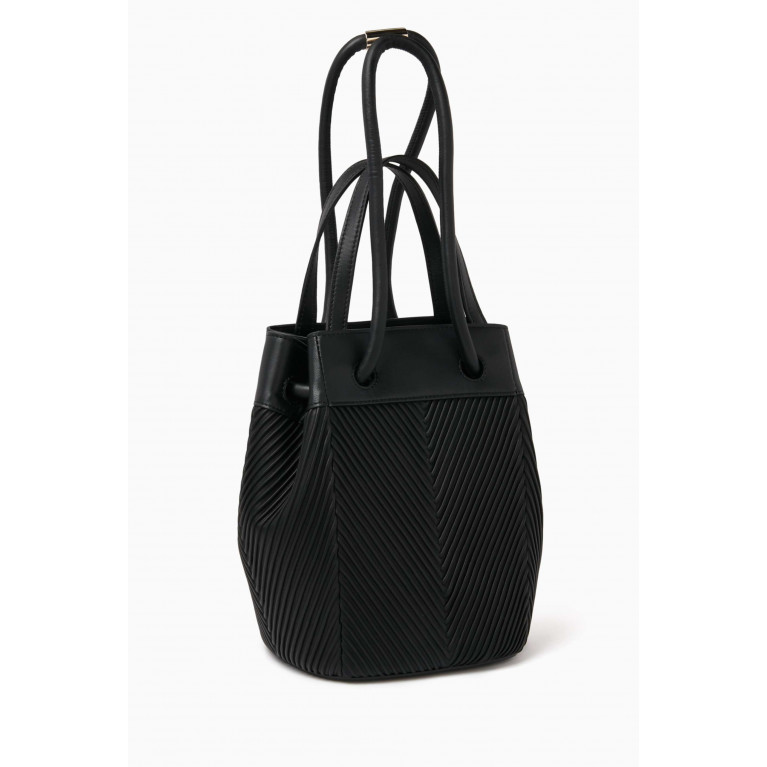 Giorgio Armani - Small Bucket Bag in Plissé Leather Black