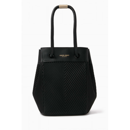 Giorgio Armani - Small Bucket Bag in Plissé Leather Black