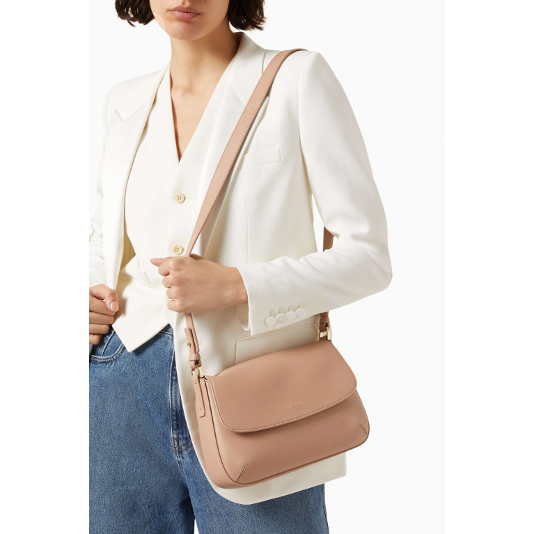 Giorgio Armani - Small La Prima Shoulder Bag in Pebbled Leather Neutral