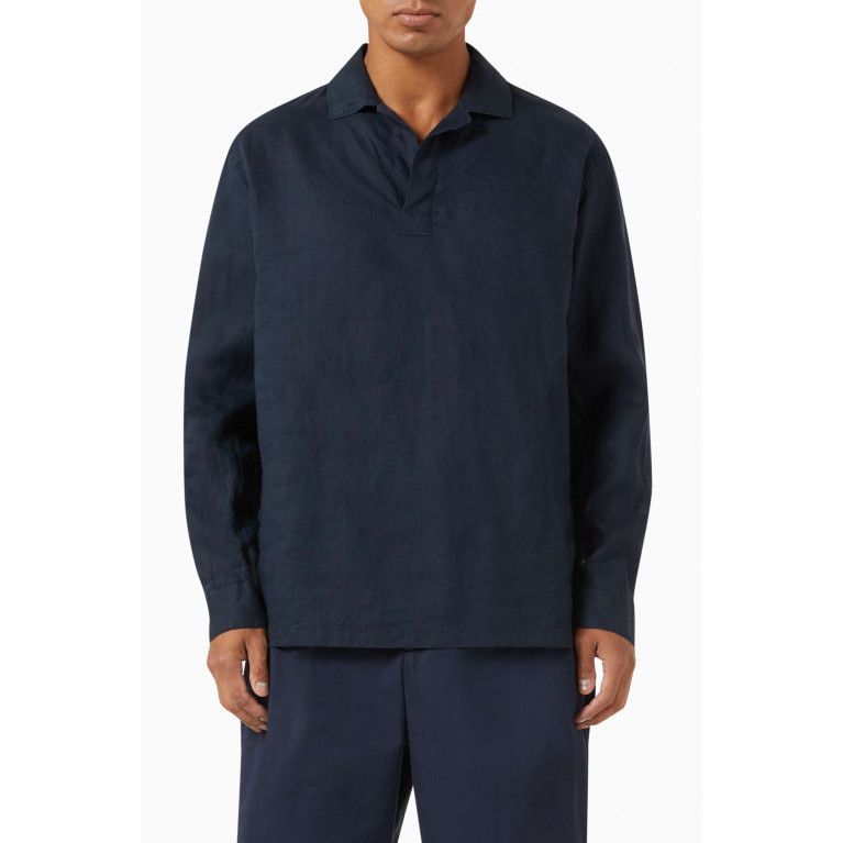 Giorgio Armani - Polo Shirt in Linen Blue