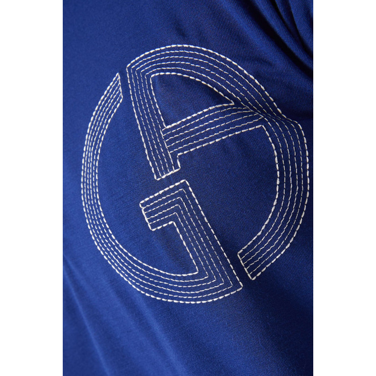 Giorgio Armani - Logo-embroidered Polo Shirt in Stretch Bamboo-viscose jersey Blue