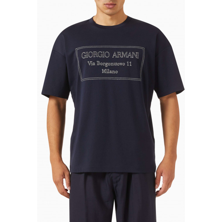 Giorgio Armani - Borgonuovo 11 Relaxed T-shirt in Cotton-jersey Blue