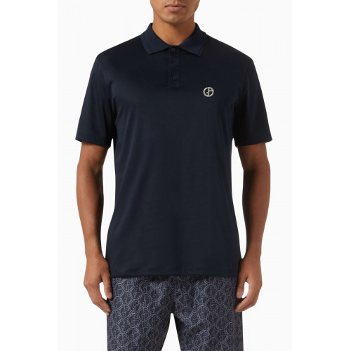 Giorgio Armani - Logo Polo Shirt in Cotton Jersey Blue