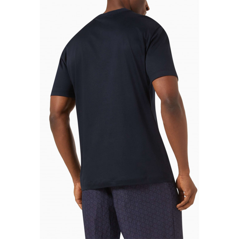 Giorgio Armani - Embroidered-logo T-shirt in Jersey Blue