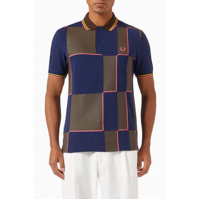 Fred Perry - Chequerboard Print Polo Shirt in Cotton