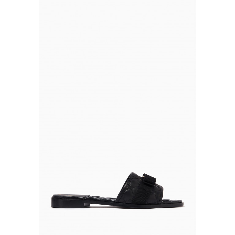 Ferragamo - Vara Bow Slides in Quilted Nappa Leather
